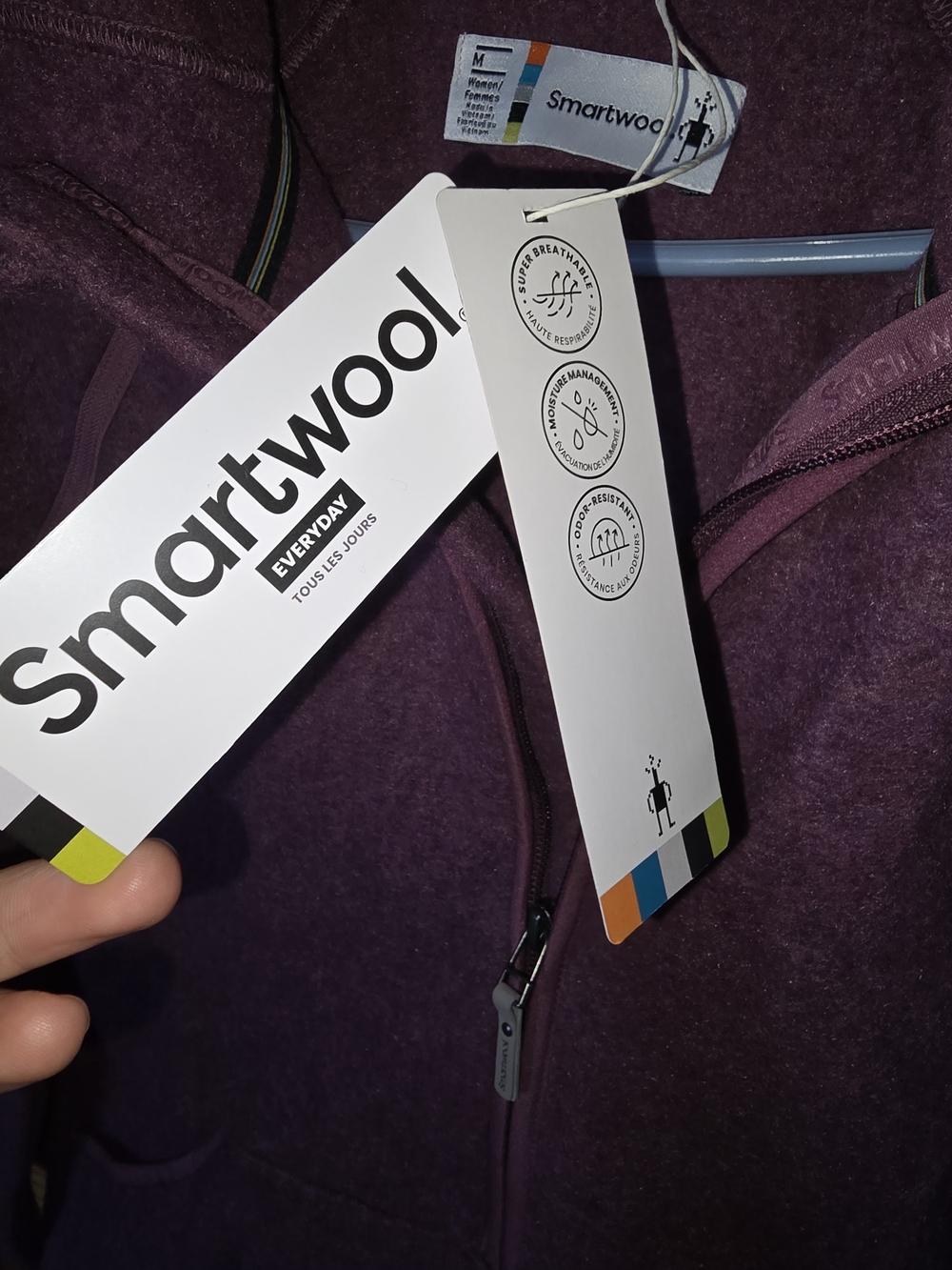 Womens M Smartwool Purple Hooded Half-Zip Fleece Pullover - Picture 3 of 5